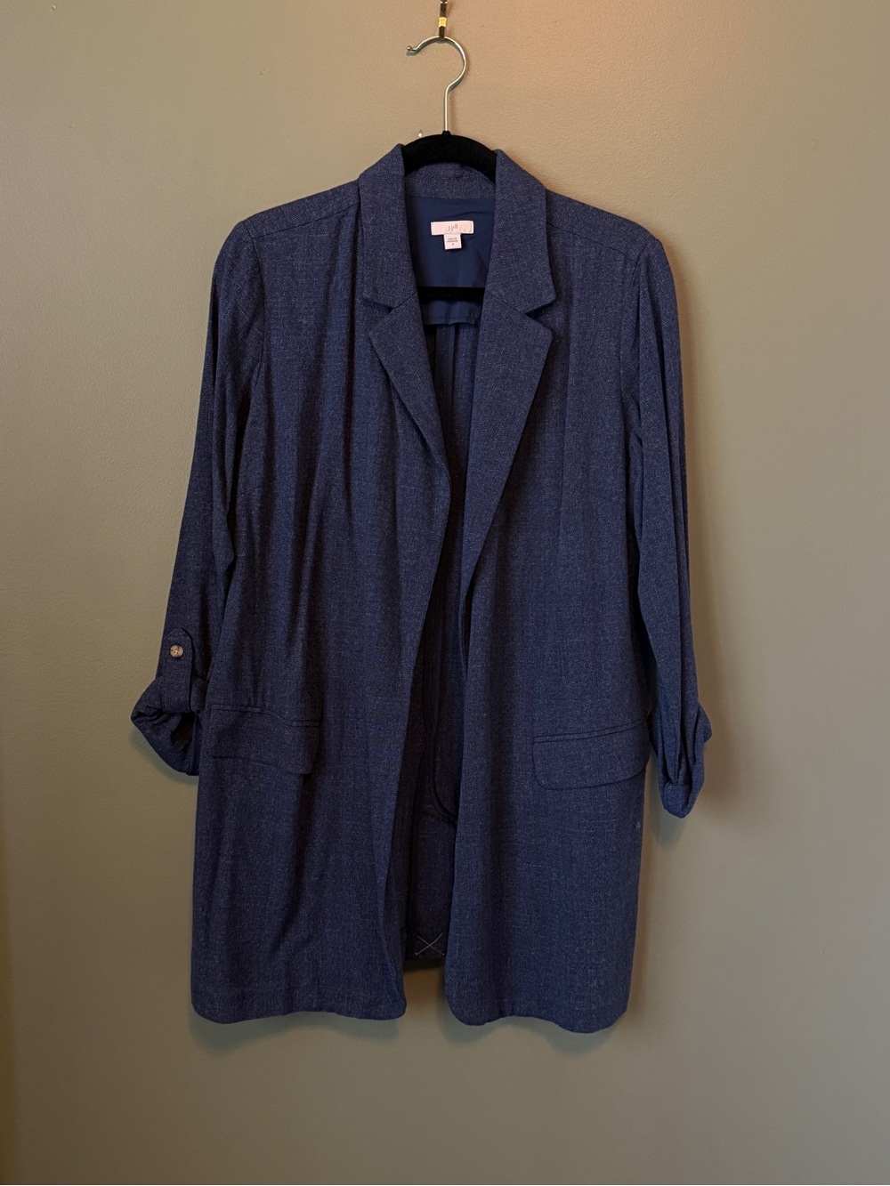 J. Jill Women's Open Front Tunic Blazer Jacket - Blue - Size S